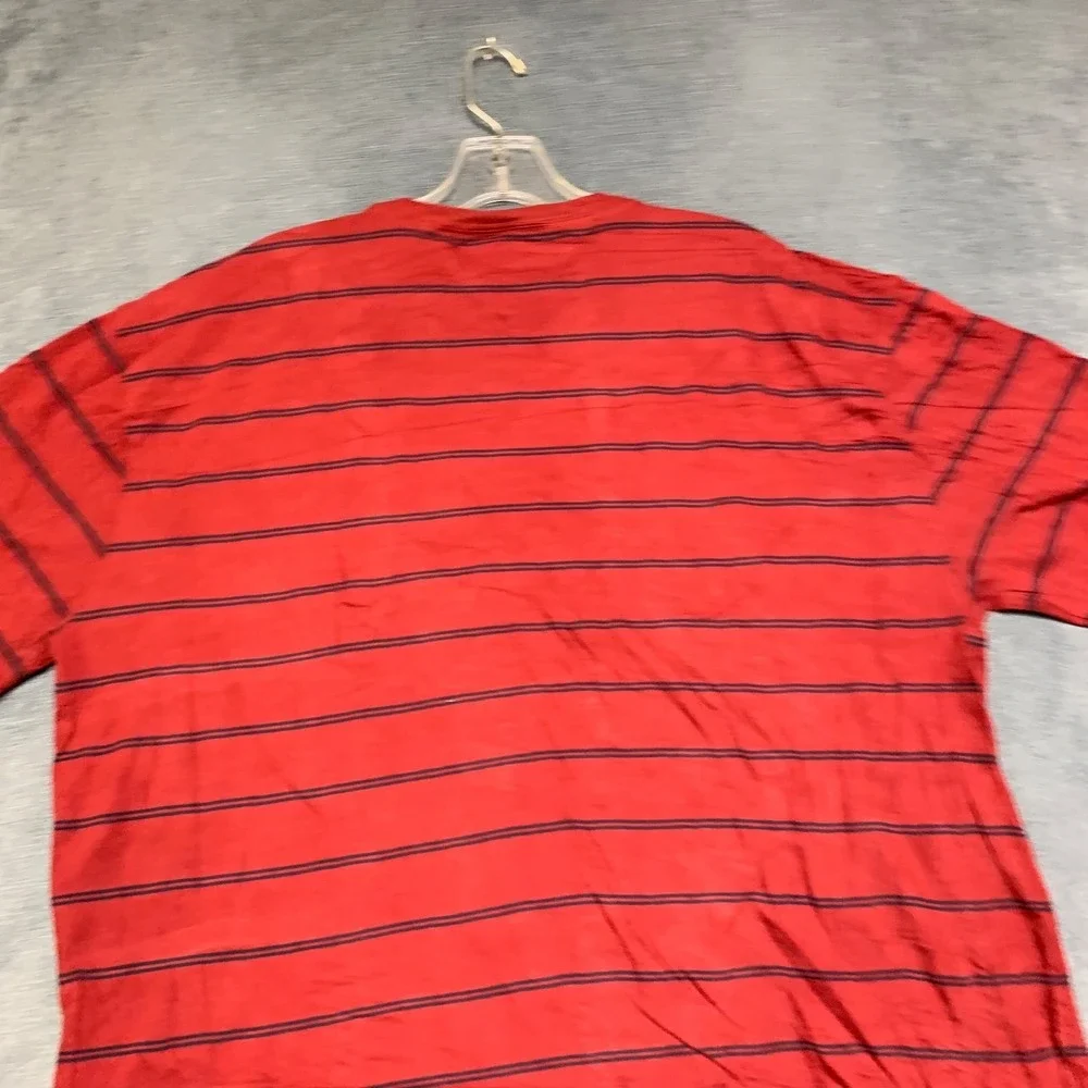 Tommy Hilfiger T Shirt Mens XL Scarlet Red Striped Crew Neck Casual Pullover
